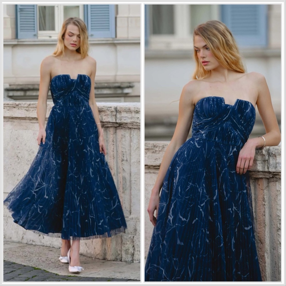 Anthropologie x Hutch Corene Strapless Floral Tulle A-line Midi Dress sz 4